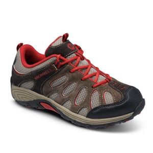 Merrell Boys Chameleon Brown Red Lace Up Low Top Hiking Shoes Size 11 MC51948